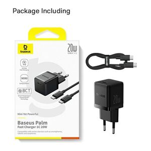 Incarcator Fast Charging Type-C Baseus Palm cu cablu type-c la type-c PD 20W, P10111602113-01