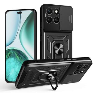 Husa pentru  Honor X8c Ring Armor Kickstand Tough Rugged Cover cu protectie camera, Negru