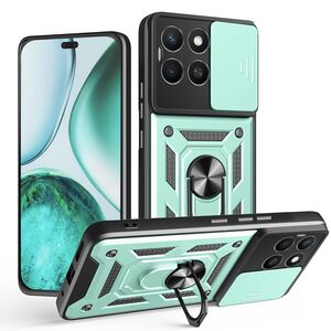 Husa pentru  Honor X8c Ring Armor Kickstand Tough Rugged Cover cu protectie camera, Verde