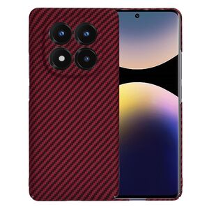Husa pentru  Xiaomi Redmi Note 14 Pro+ Plus CarbonFiber UltraSlim, Lightweight, Bordeaux
