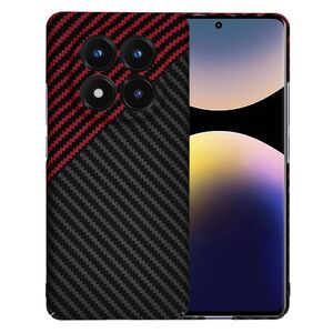 Husa pentru  Xiaomi Redmi Note 14 Pro+ Plus CarbonFiber UltraSlim, Lightweight, Rosu inchis