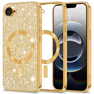 Husa pentru  iPhone 16e cu MagSafe Sparkle Glare Detachable Layer, cu protectie lentile - Auriu