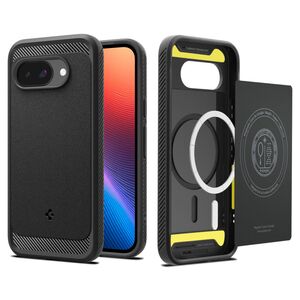 Husa premium pentru  iPhone 16e Spigen - Rugged Armor MagSafe - Negru electric