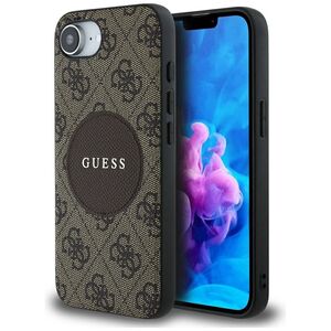 Husa premium pentru  iPhone 16e compatibila MagSafe Guess Luxury Series - Maro carbune