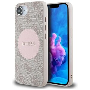 Husa premium pentru  iPhone 16e compatibila MagSafe Guess Luxury Series - Roz pal