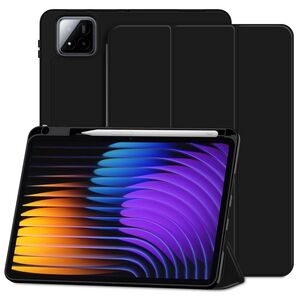 Husa pentru Xiaomi Pad 7 / 7 Pro Soft Shell cu functie wake-up/sleep si compartiment pentru stylus, tip stand - Negru
