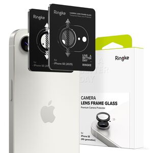 [Pachet 2x] Folie sticla camera iPhone 16e Ringke Camera Lens Frame, negru