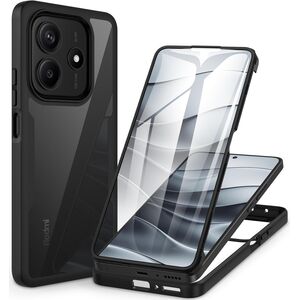 Set 360: Husa cu folie integrata pentru  Xiaomi Redmi Note 14 4G Protectie 360 fata / spate - Negru