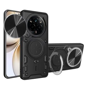 Husa pentru  Realme 14 Pro+ Plus cu protecție pentru cameră și suport magnetic integrat Ring Shockproof, Negru royal