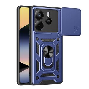 Husa pentru  Xiaomi Redmi Note 14 4G Ring Armor Kickstand Tough Rugged Cover cu protectie camera, Albastru