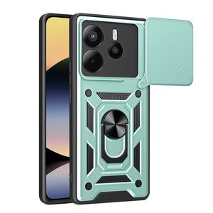 Husa pentru  Xiaomi Redmi Note 14 4G Ring Armor Kickstand Tough Rugged Cover cu protectie camera, Verde