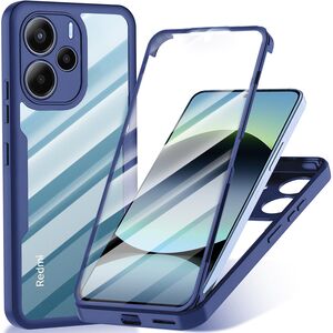 Set 360: Husa cu folie integrata pentru  Xiaomi Redmi Note 14 4G Protectie 360 fata / spate - Albastru