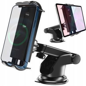 Suport Auto Universal pentru Telefon și Tabletă până la 11" – Montaj pe Parbriz sau Bord, Braț Lung, Rotire 360°, Negru