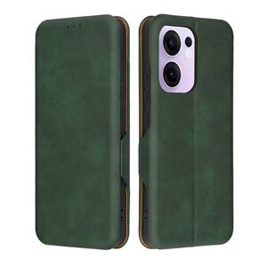 Husa tip carte pentru Oppo Reno 13F, 13FS 4G, 5G Smart Wallet fata - spate protectie 360 - Verde
