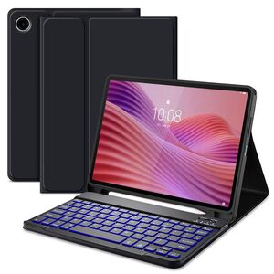 Husa pentru Lenovo Tab 10.1 2025 TB311 cu tastatura iluminata wireless detasabila RGB 7 lights, Bluetooth, USB Type-C, functie stand si slot stylus, negru