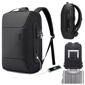 Rucsac Antifurt Multifunctional, Impermeabil, cu Port USB – Pentru Laptopuri până la 15.6", sistem fixare pe valiza, compatibil Wizz Air si Ryan Air, 24L, 47x33x16 cm, Negru