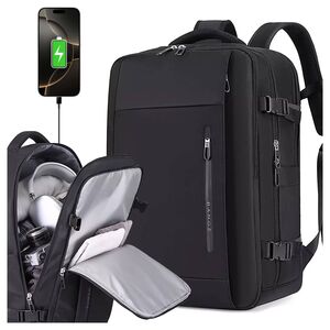 Rucsac Business & Travel cu Port USB – pentru Laptop pana la 15.6”, Impermeabil, Spatios si Elegant, compatibil WIzz Air si Ryan Air - negru