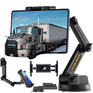 Suport Auto Universal pentru Tabletă și Telefon – Braț Lung 43 cm, Montaj pe Parbriz sau Bord, Compatibil până la 11”, ventuza puternica, Ideal pentru Camioane, Autobuze, Utilaje și Autoturisme