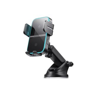 Suport Auto cu incarcare Wireless Fast Charge – Montare pe parbriz sau bord, brat telescopic, Deschidere Automată, 15W, Negru