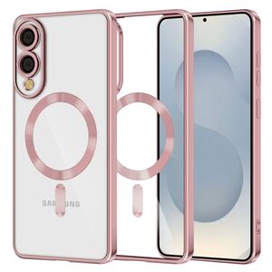 Husa pentru  Samsung Galaxy S25 Edge cu MagSafe si protectie pentru lentile anti-shock 1.5 mm transparent - Roz
