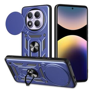Husa pentru  Xiaomi Redmi Note 14 Pro 4G Ring Armor Kickstand Tough Rugged Cover cu protectie camera, Albastru