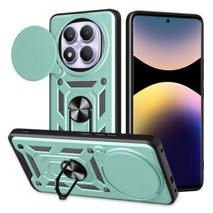 Husa pentru  Xiaomi Redmi Note 14 Pro 4G Ring Armor Kickstand Tough Rugged Cover cu protectie camera, Verde