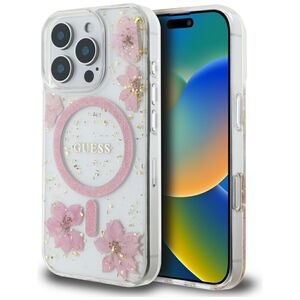 Husa premium pentru  iPhone 16 Pro Max compatibila MagSafe Guess Luxury Series - Roz deschis