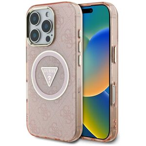 Husa premium pentru  iPhone 16 Pro Max compatibila MagSafe Guess Luxury Series - Roz