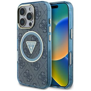 Husa premium pentru  iPhone 16 Pro compatibila MagSafe Guess Luxury Series - Albastru
