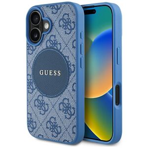 Husa premium pentru  iPhone 16 compatibila MagSafe Guess Luxury Series - Albastru deschis