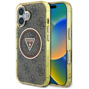 Husa premium pentru  iPhone 16 compatibila MagSafe Guess Luxury Series - Maro