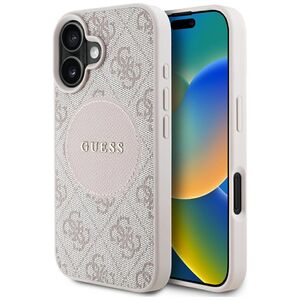 Husa premium pentru  iPhone 16 compatibila MagSafe Guess Luxury Series - Roz