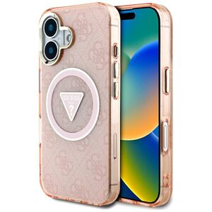 Husa premium pentru  iPhone 16 compatibila MagSafe Guess Luxury Series - Roz