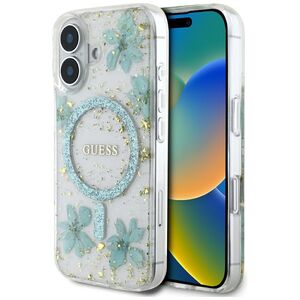 Husa premium pentru  iPhone 16 compatibila MagSafe Guess Luxury Series - Turcoaz