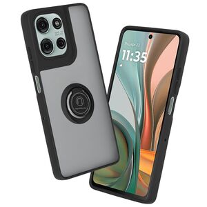 Husa de protectie pentru Moto G75 premium cu inel stand rotativ, suport magnetic si bumper anti-alunecare - Negru