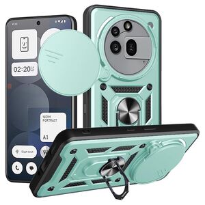 Husa pentru  Nothing Phone (3a) Pro Ring Armor Kickstand Tough Rugged Cover cu protectie camera, Verde