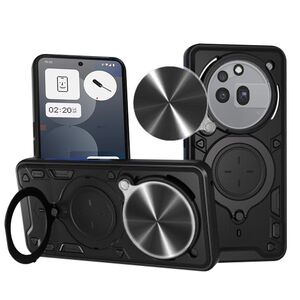 Husa pentru  Nothing Phone (3a) Pro cu protecție pentru cameră și suport magnetic integrat Ring Shockproof, Negru