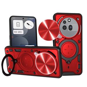 Husa pentru  Nothing Phone (3a) Pro cu protecție pentru cameră și suport magnetic integrat Ring Shockproof, Rosu