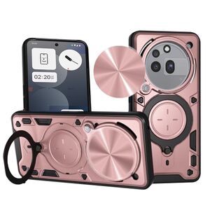 Husa pentru  Nothing Phone (3a) Pro cu protecție pentru cameră și suport magnetic integrat Ring Shockproof, Roz