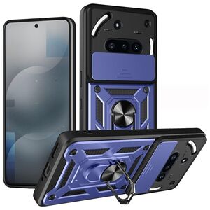 Husa pentru  Nothing Phone (3a) Ring Armor Kickstand Tough Rugged Cover cu protectie camera, Albastru