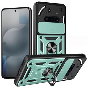 Husa pentru  Nothing Phone (3a) Ring Armor Kickstand Tough Rugged Cover cu protectie camera, Verde