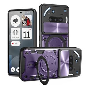 Husa pentru  Nothing Phone (3a) cu protecție pentru cameră și suport magnetic integrat Ring Shockproof, Mov