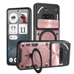 Husa pentru  Nothing Phone (3a) cu protecție pentru cameră și suport magnetic integrat Ring Shockproof, Roz