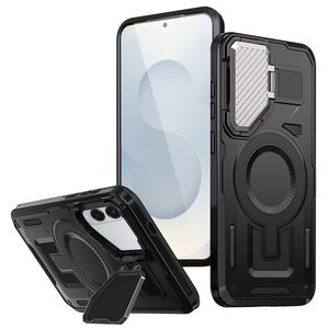 Husa pentru  Samsung Galaxy S25 Edge compatibla MagSafe, Rugged Shockproof Magnetic, Camera Cover, Built-in Kickstand - Negru