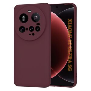 Husa pentru  Xiaomi 15 Ultra Liquid Silicone, subțire, captusita cu microfibra, anti amprentă, protectie cameră foto, Bordeaux