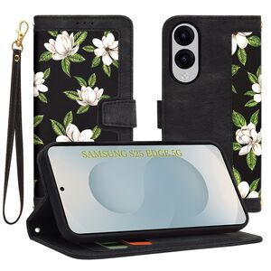 Husa tip carte pentru  Samsung Galaxy S25 Edge, functie stand si port carduri, Negru