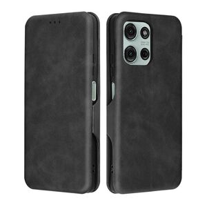 Husa tip carte pentruMoto G75 Smart Wallet fata - spate protectie 360 - Negru