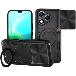 Husa pentru  Honor 400 Lite cu protecție pentru cameră și suport magnetic integrat Ring Shockproof, Negru