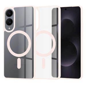 Huse pentru  Samsung Galaxy S25 Edge cu MagSafe Crystal Clear Back Series - Roz
