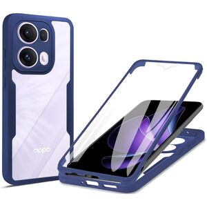 Set 360: Husa cu folie integrata pentru  Oppo Reno 13 Pro Protectie 360 fata / spate - Albastru